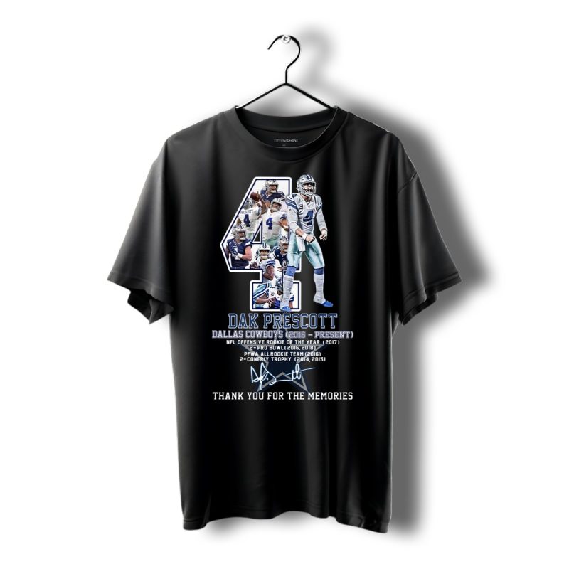 04 Dak Prescott Dallas Cowboys 2016 Present Signature Thank You For The Memories Shirt T Shirt 1