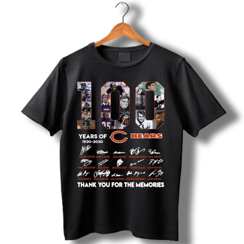 100 Years Of Chicago Bears 1920 2020 Signature Thank You For The Memories Shirt T Shirt 1