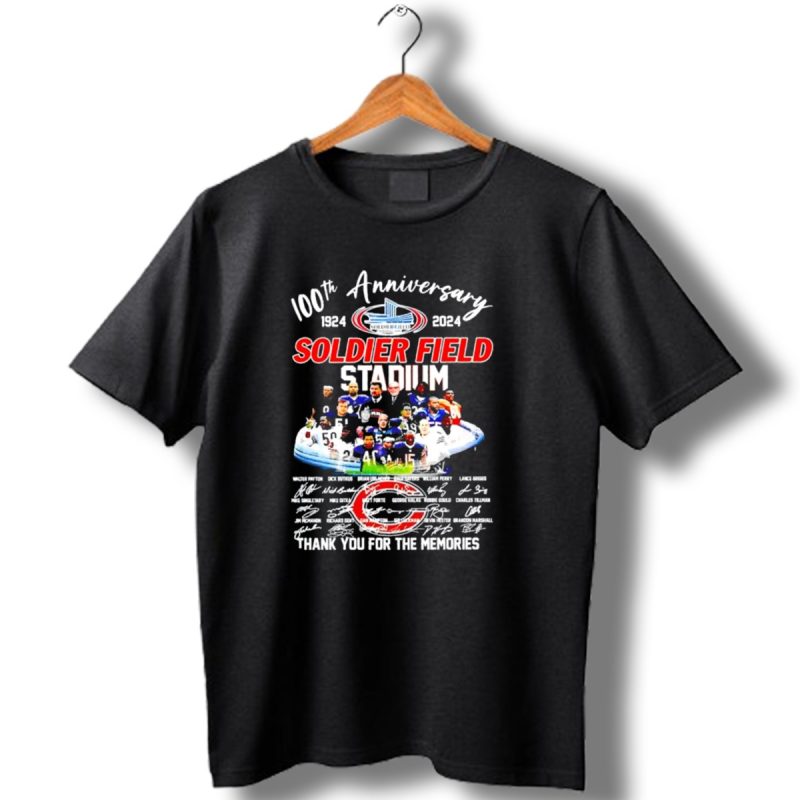100Th Anniversary 1924 2024 Soldier Field Stadium Thank You For The Memories Chicago Bears Signatures T Shirt 1 T Shirt 1