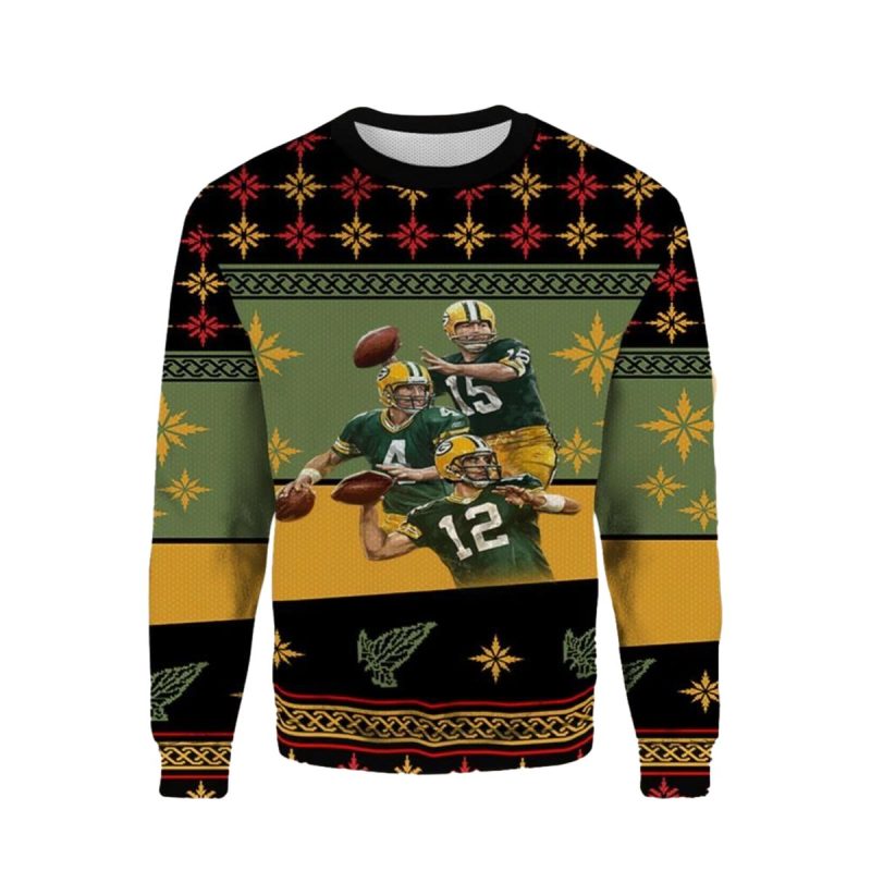15 4 12 Players Love Green Bay Packers Ugly Sweater 1