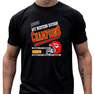 1995 Afc Western Division Champions Kansas City Kansas Chiefs Football Helmet T-Shirt