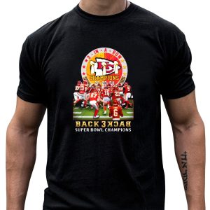 3 In A Row Kansas City Chiefs 22 23 24 Super Bowl Champions Back 2 Back T-Shirt