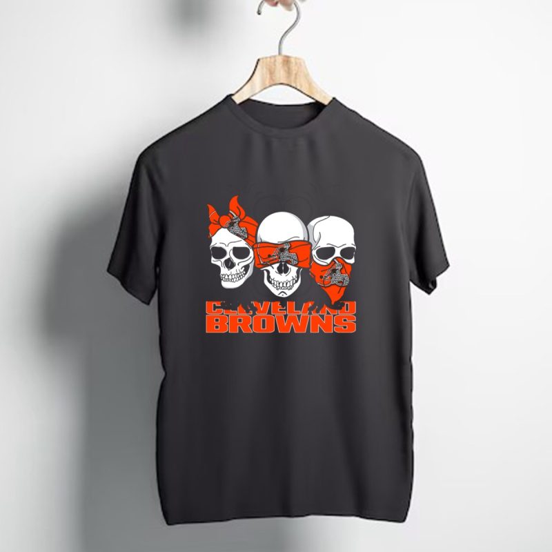 3 Skull Cleveland Browns Helmet Bandanas T Shirt 1 T Shirt 1