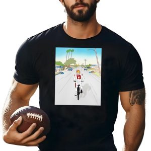 49Ers Deebo Samuel Riding Bicycle In Suburban Neighborhood Scene T-Shirt