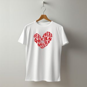 49Ers Football Heart Typography T-Shirt
