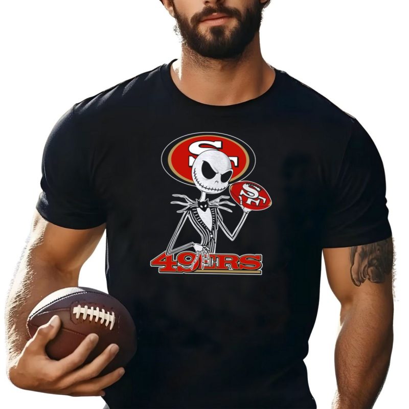49Ers Jack Skellington Football Crossover T Shirt T Shirt 1
