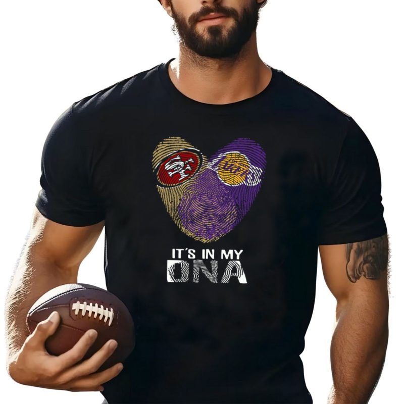 49Ers Lakers Its In My Dna Fingerprint Heart T Shirt T Shirt 1
