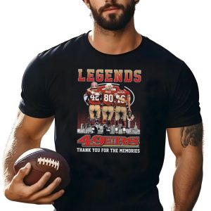49Ers Legends Montana Rice Lott Thank You For The Memories Skyline Signatures T-Shirt