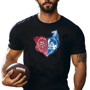 49Ers Sf And La Dodgers Heart Fusion T-Shirt