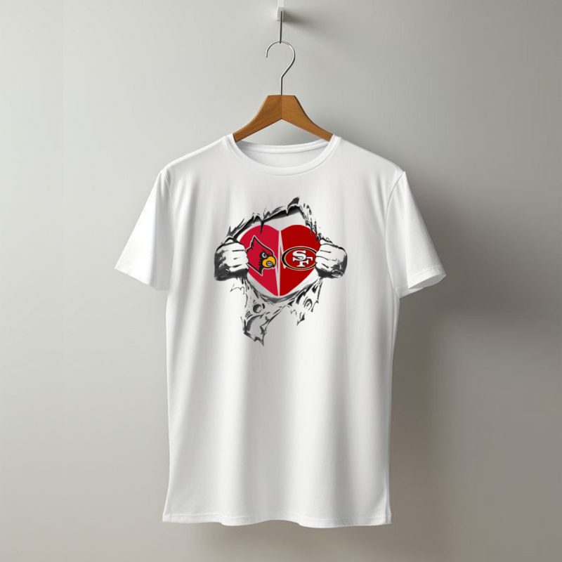 49Ers Sf Cardinals Heart Rip T Shirt T Shirt 1