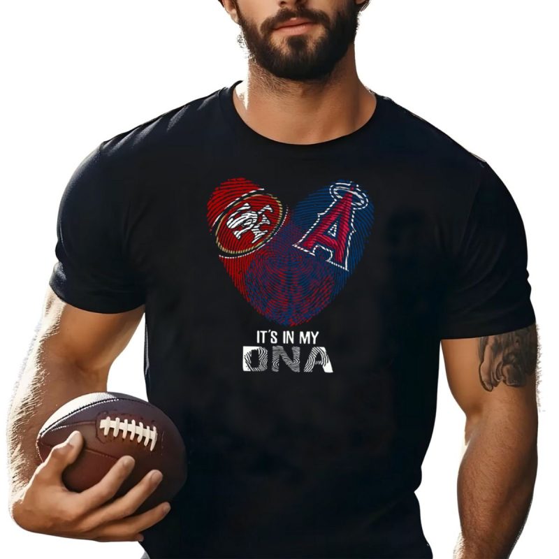 49Ers Sf Logo And Los Angeles Angels Dna Fingerprint Heart T Shirt T Shirt 1
