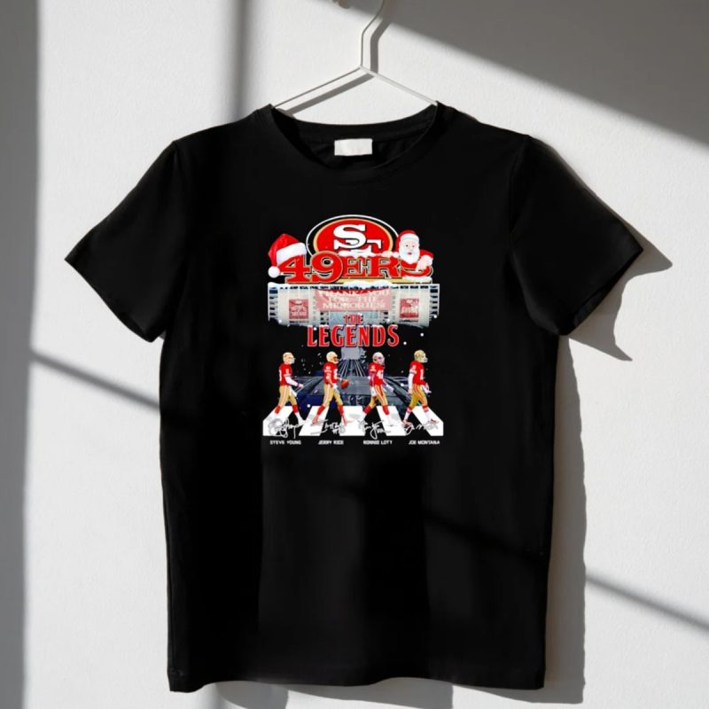 49Ers The Legends 49Ers Road Steve Young Jerry Rice Ronnie Lott Joe Montana Signatures T Shirt T Shirt 1 2