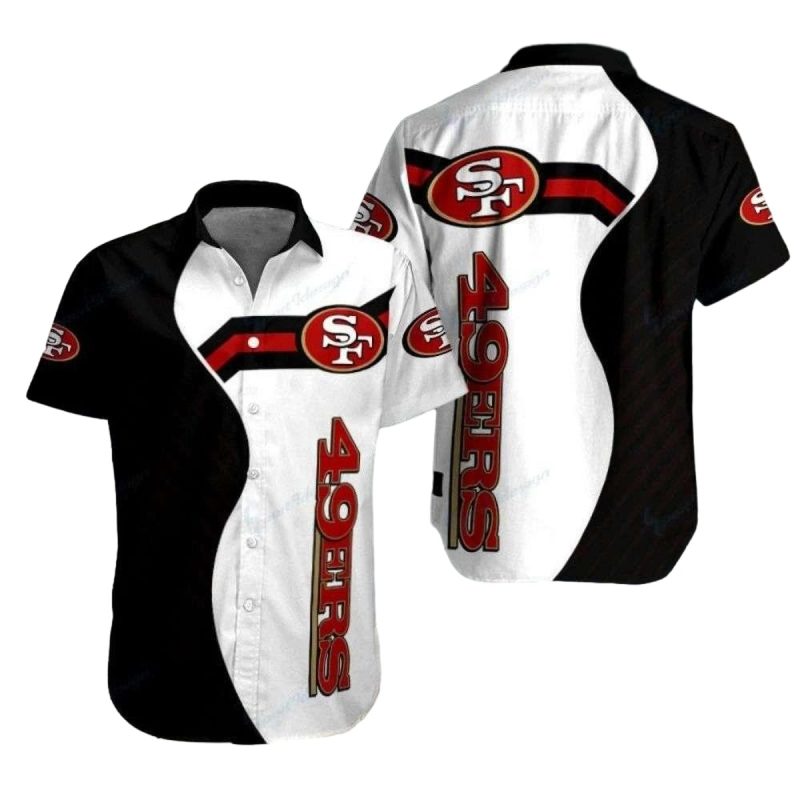 49Ers Big Logo Monochrome Black And White Hawaiian Shirt 1