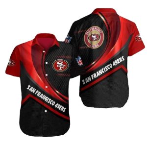 49ers Bold Red Zone Black And Crimson Hawaiian Shirt