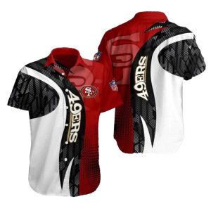 49ers Contrast Touchdown Red White Geometric Hawaiian Shirt