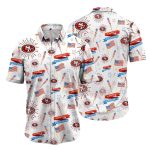 49ers Independence Day White With Team Spirit Design Hawaiian Shirt