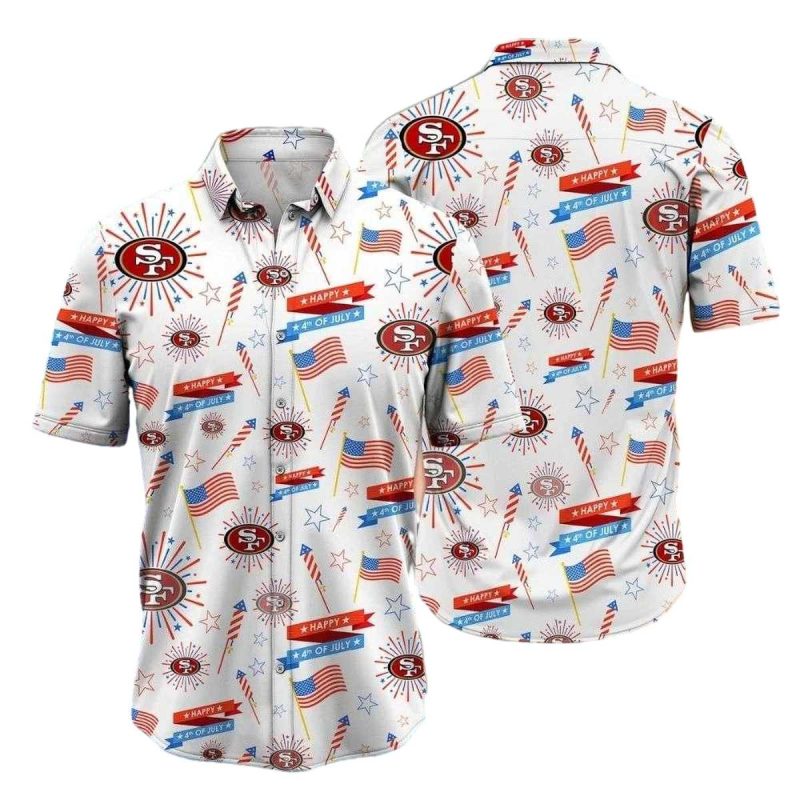 49Ers Independence Day White With Team Spirit Design Hawaiian Shirt 1