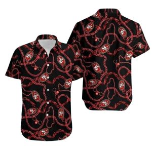 49ers Logo And Chain Black Pattern Hawaiian Shirt