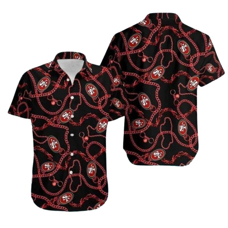 49Ers Logo And Chain Black Pattern Hawaiian Shirt 1
