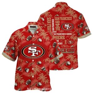 49ers Logo And Coconut Palm Tree Pattern Hawaiian Shirt