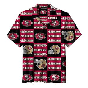 49ers Logo And Helmet Black Hawaiian Shirt