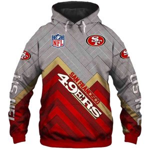 49ers Logo Red Pattern AOP Hoodie