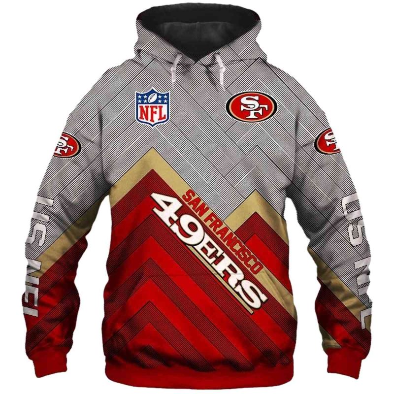 49Ers Logo Red Pattern Aop Hoodie 1