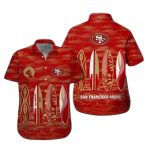 49ers Logo Red With Surfboard Beach Hawaiian Shirt