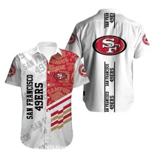 49ers Logo White And Red Vintage Hawaiian Shirt