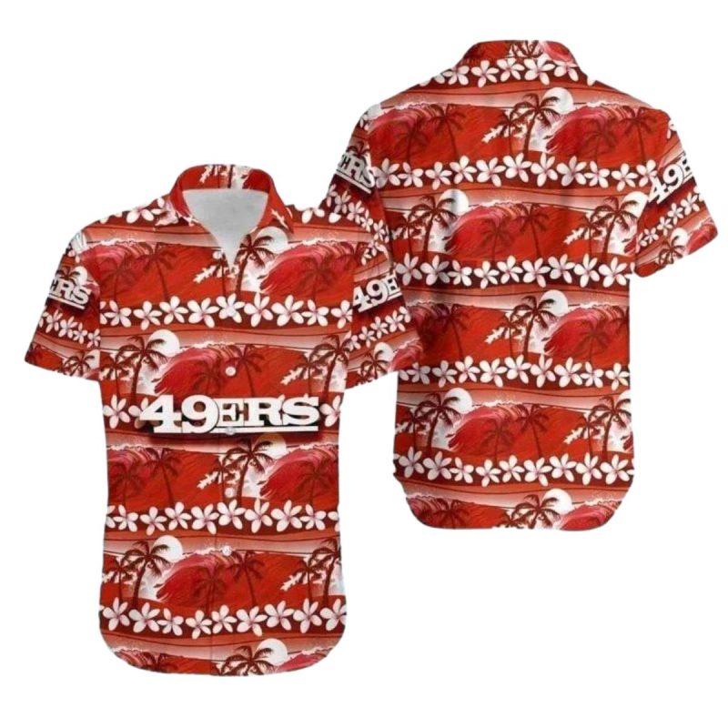 49Ers Logo With Coconut Tree And Retro Football Graphics Hawaiian Shirt 1