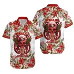 49ers Metal Skull And Floral Hawaiian Shirt