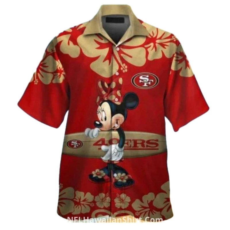 49Ers Minnie Mouse Surfing Floral Red Design Hawaiian Shirt 1
