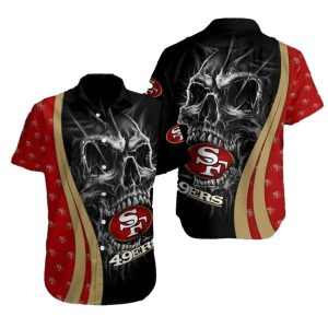 49ers Niners Skull Red Gold Hawaiian Shirt