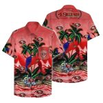 49ers Logo With Parrot Red And Green Tropical Hawaiian Shirt