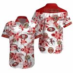 49ers Tropical Paradise Red White Floral Hawaiian Shirt