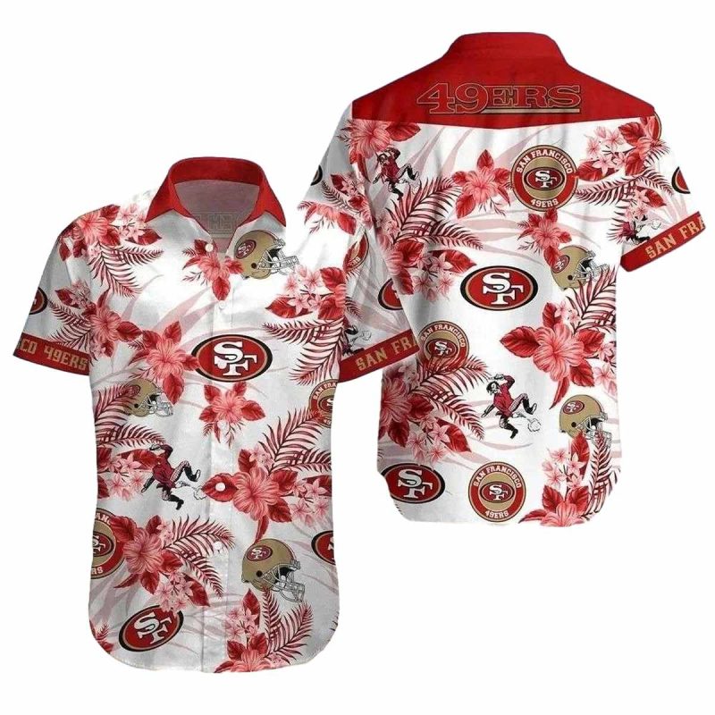 49Ers Tropical Paradise Red White Floral Hawaiian Shirt 1