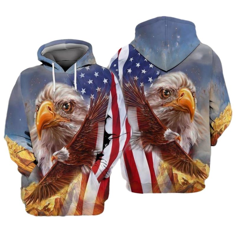 4Th Of July Independence Day American Flag Eagle 3D Zip Hoodiehcp43
