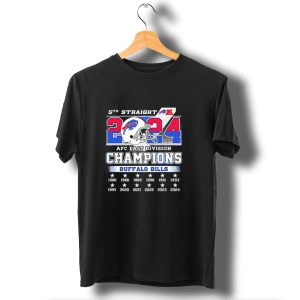 5Th Straight 2024 Afc East Division Champions Buffalo Bills Nfl Football Helmet Logo Stars T-Shirt