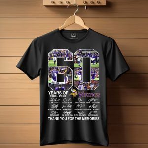 60 Years Of Minnesota Vikings Thank You For The Memories T-Shirt