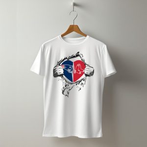 93 Patriots Red Sox Heart Emblem Patriots Logo Red Sox Socks Fans T-Shirt
