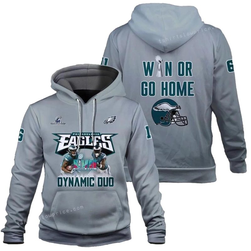 A.j. Brown Devonta Smith Win Or Go Home Philadelphia Eagles Super Bowl Champion 2023 3D Hoodie All Over Printed 1