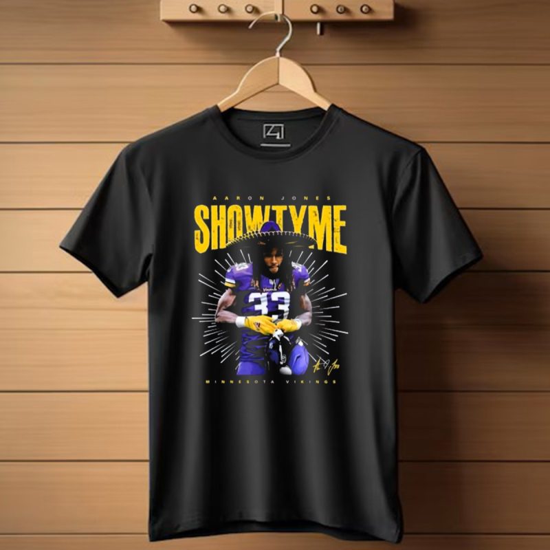 Aaron Jones Showtyme 33 Minnesota Vikings Signature T Shirt 1 T Shirt 1