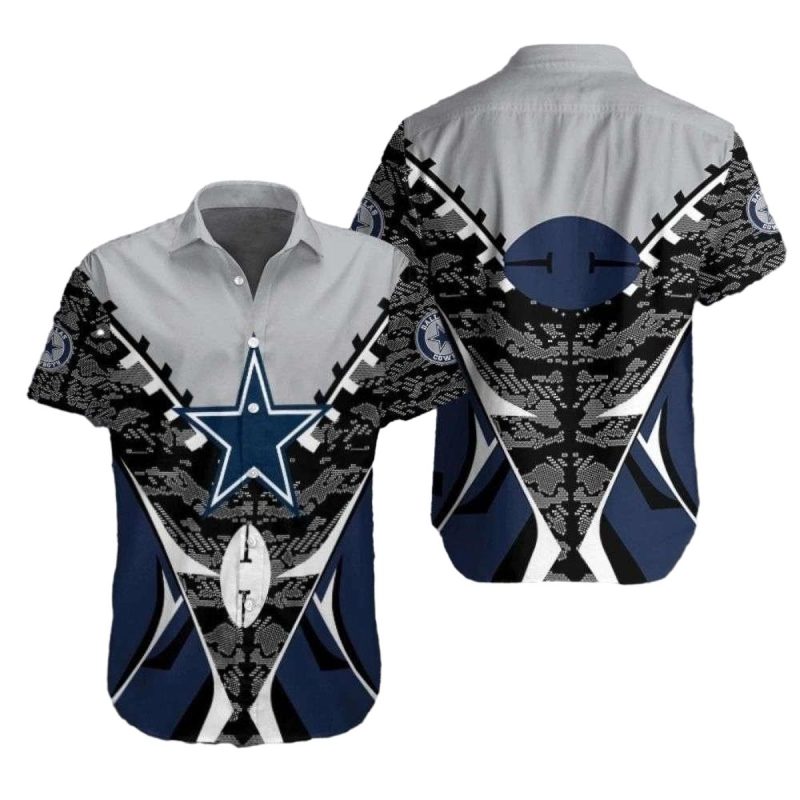 Abstract Geometric Star Navy And White Dallas Cowboys Hawaiian Shirt 1