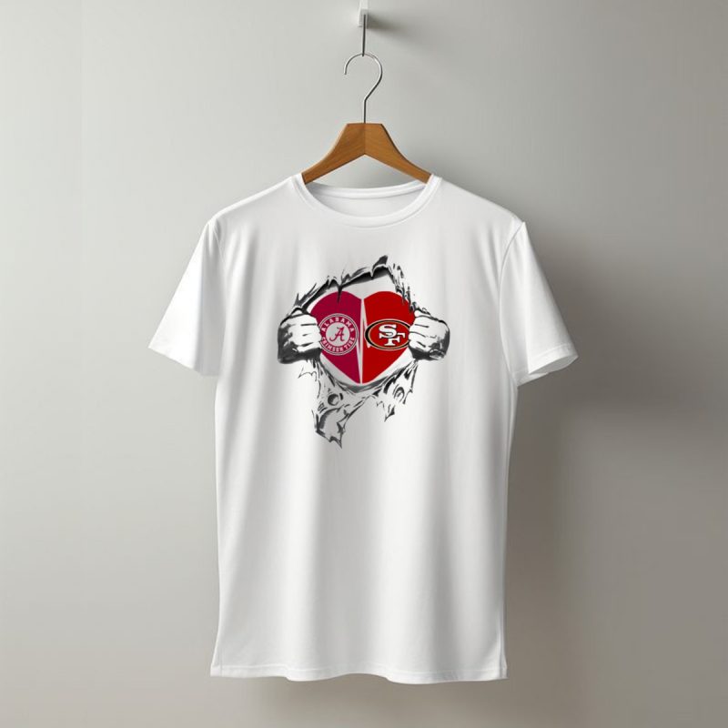 Alabama Crimson Tide And San Francisco 49Ers Heart T Shirt T Shirt 1