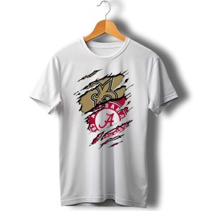 Alabama Crimson Tide New Orleans Saints Logo Mashup T Shirt