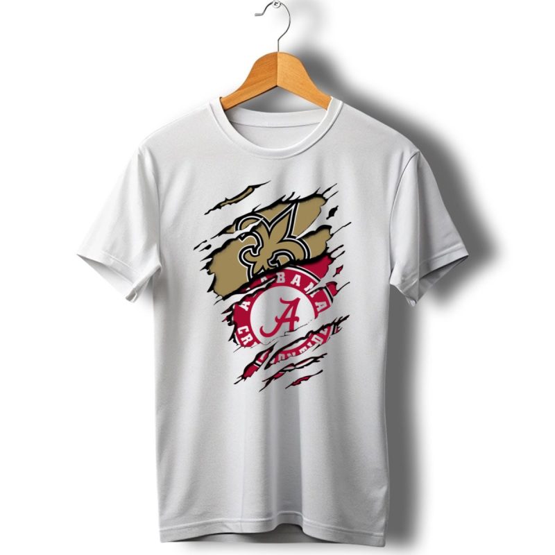 Alabama Crimson Tide New Orleans Saints Logo Mashup T Shirt 1 T Shirt 1