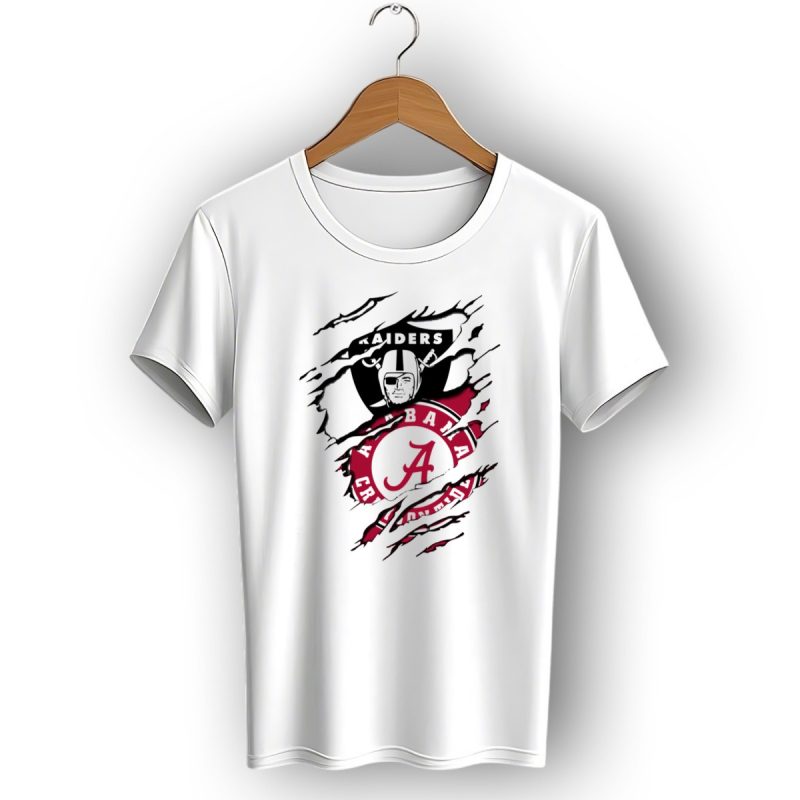 Alabama Crimson Tide Raiders Logo Mashup With Helmeted Mascot T Shirt 1 T Shirt 1