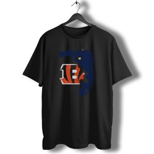 Alaska Map with Cincinnati Bengals Logo T-Shirt