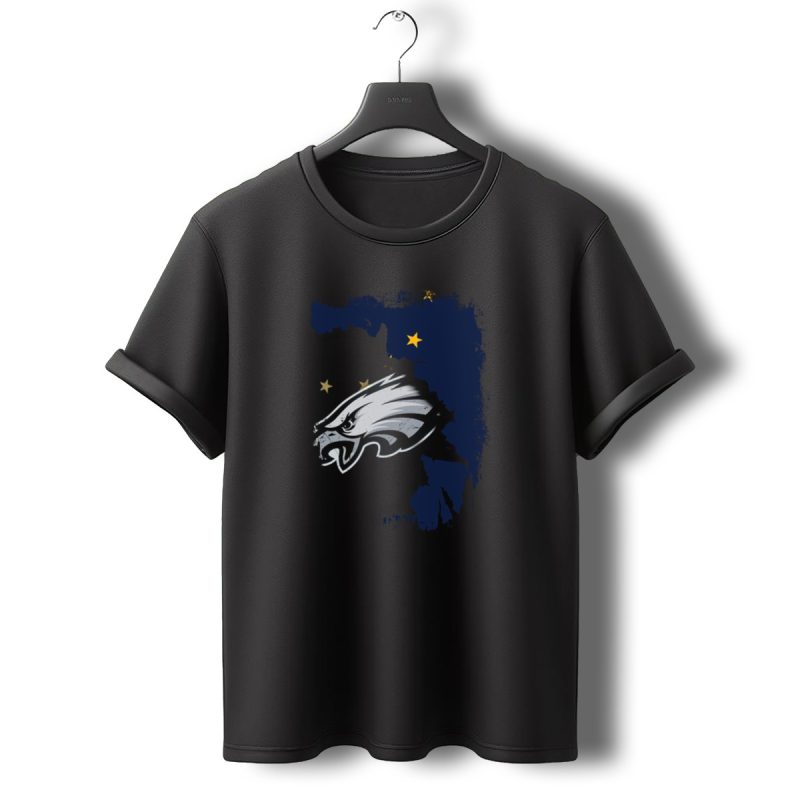 Alaska State Outline With Philadelphia Eagles Logo And Stars T Shirt T Shirt 0 1