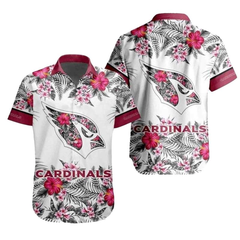 Aloha Endzone White Nfl Hawaiian Cardinals Shirt With Pink Flora Accents 1